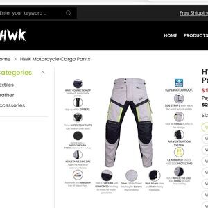 HWK MOTORCYCLE CARGO PANTS. EXTRA LARGE Waste 36 inseam 34. New with tags.
